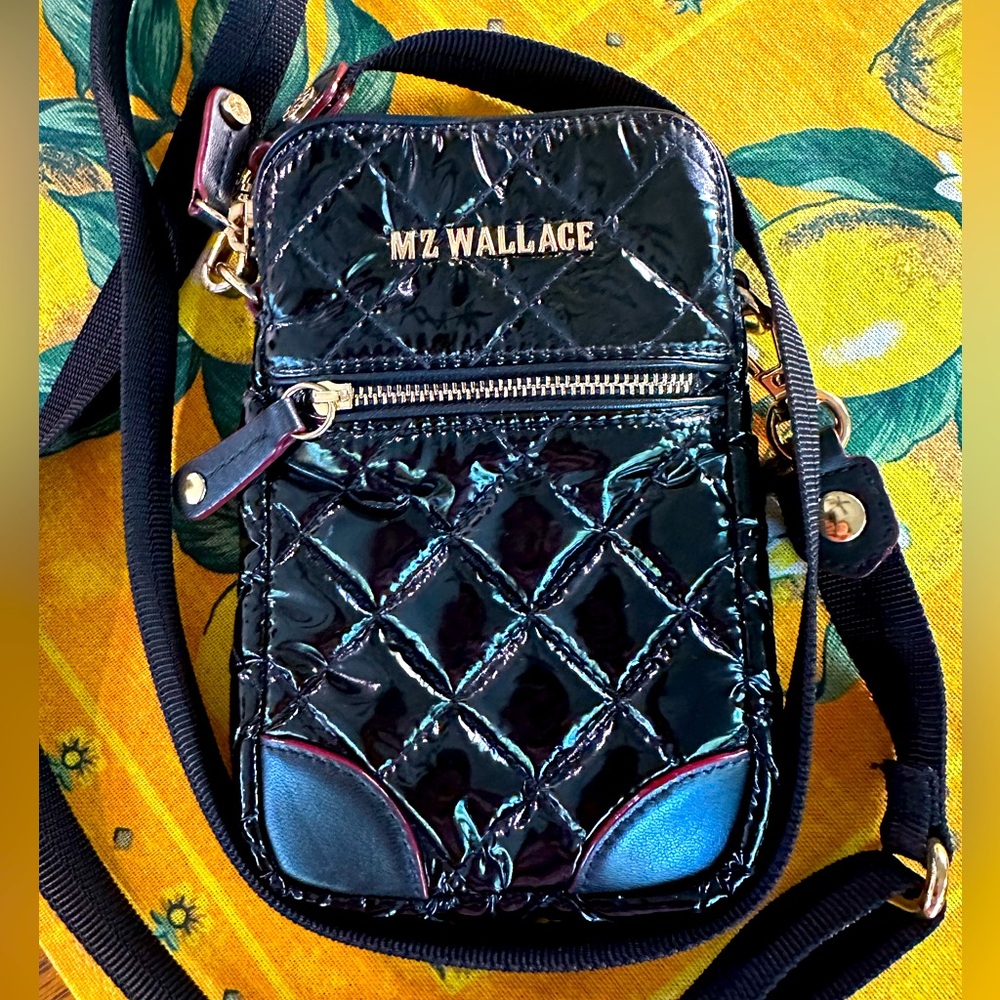 Gorgeous MZ Wallace Crossbody - Black Patent Leather with Gold Accents